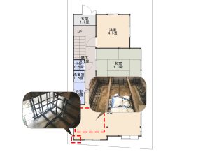 ダイニングキッチンの基礎進行状況を平面図面と写真で解説