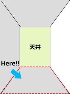 施工場所を示す下から真上に天井を見た平面図面