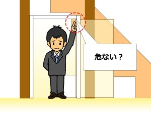 トイレのドアを交換した場合の不都合を想定した立面イラスト