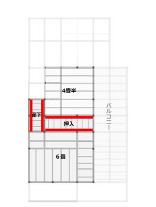 根太掛けを架ける位置を示す平面図面