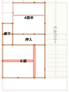 2階間取り平面図　補強計画