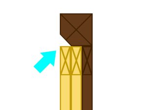 既存梁の欠損状態と筋交の関係を説明する断面図イラストイメージ