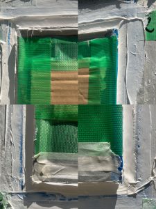 コーキングヘラで増し打ちしたシーリング材を均した4隅コーナー