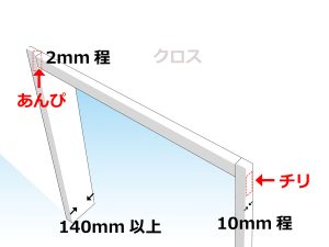 化粧窓枠の見切り寸法とチリ寸法とあんぴ寸法構成イラスト