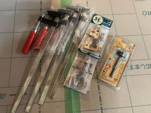Fクランプ・スライド丁番・座ぐりドリル